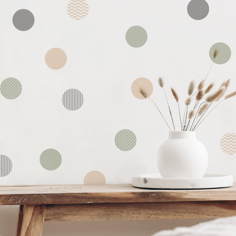 YouRfocus Boho Polka Dot Wall Decals 36 PCS, Boho Wall Decal Wall Sticker for Girls Room Living Room Playroom Nursery, Removable Wall Decals Kids Room Decor Vinyl Murals DIY Cute Decorations (6 Sheets) - Image 1